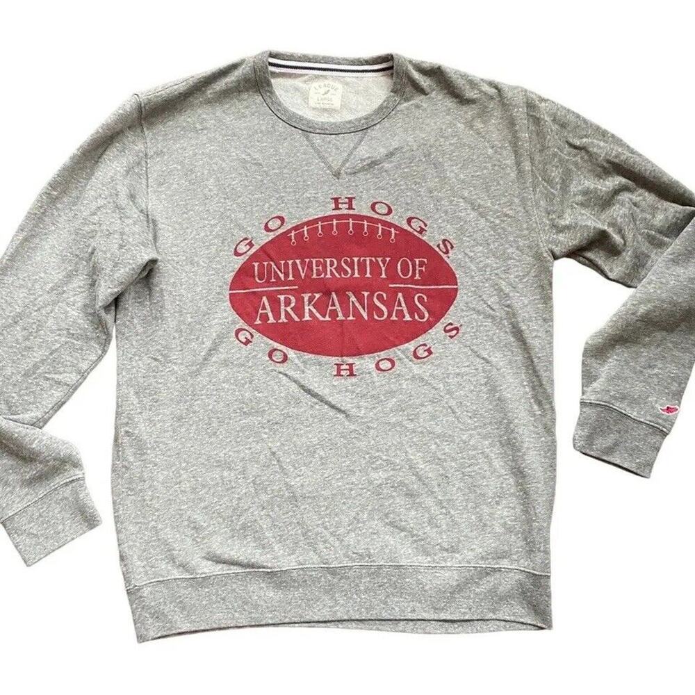 Arkansas Razorbacks Sweatshirt Women L Long Sleeve Top Heather Gray Shirt League